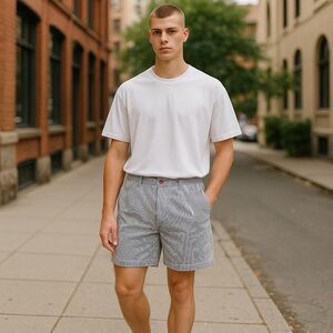 J. Crew seersucker Blue and White Flat Front Shorts